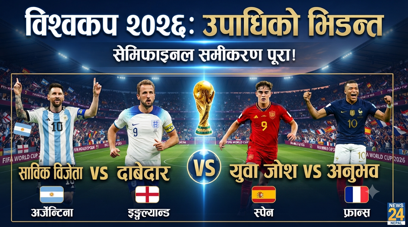 विश्वकप २०२६ को सेमिफाइनल समीकरण पूरा, उपाधिका लागि चार टोली भिड्ने