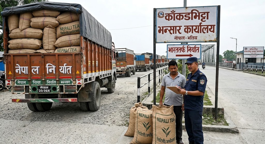 पूर्वी नाका काँकडभिट्टाबाट चिया निर्यात घट्यो, एकै वर्षमा ६३ करोडभन्दा बढीको गिरावट