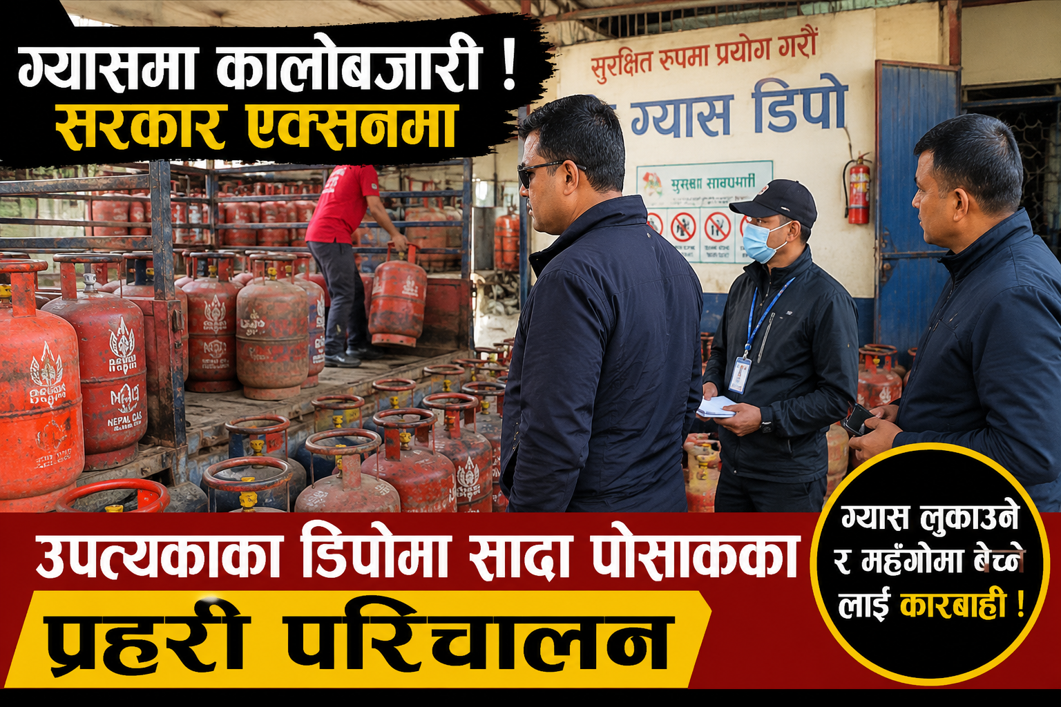 ग्यासको कालोबजारी रोक्न उपत्यकाका डिपोमा सादा पोसाकका प्रहरी परिचालन
