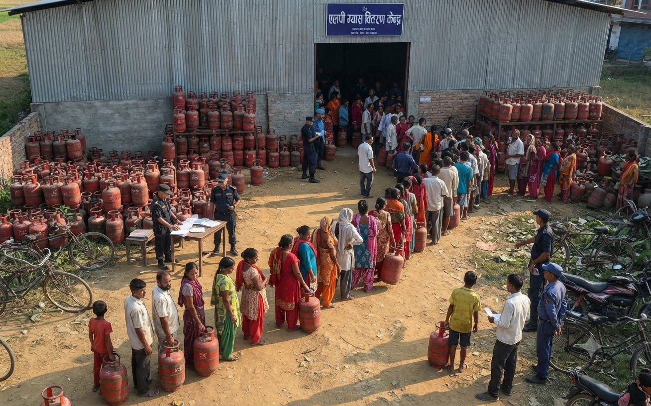 ‘ग्यास पर्याप्त छ’ दाबी गर्दै सरकार, घण्टौँ लाइन बस्दा पनि रित्तै फर्किंदै उपभोक्ता (तस्बिरहरू)