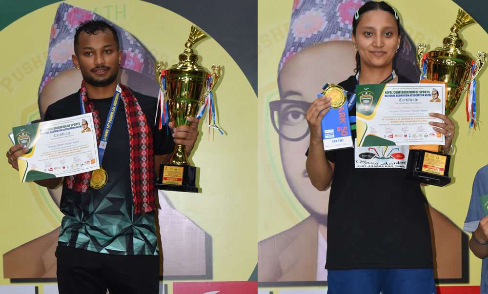 रसिला र प्रिन्सद्वारा पुष्पलाल स्मृति ब्याडमिन्टनको उपाधि रक्षा