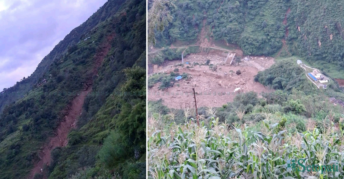 रोल्पाको थबाङमा पहिरोले घर र गोठ पुरिँदा दुई जनाको मृत्यु, दुई गम्भीर घाइते