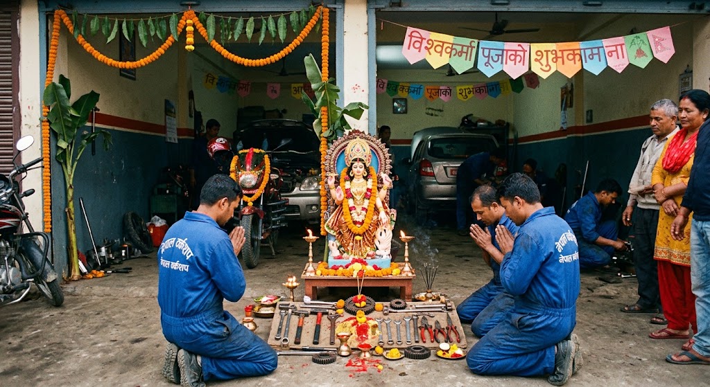 आज विश्वकर्मा पूजा तथा वास्तु दिवस मनाइँदै: यन्त्र, औजार र सवारी साधनको विधिपूर्वक पूजाआराधना