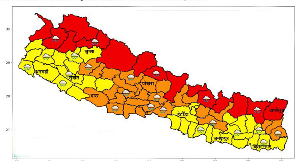 बुधबारबाट कोशी, बागमती र गण्डकीमा बर्षाको गतिविधि बढ्दै जाने