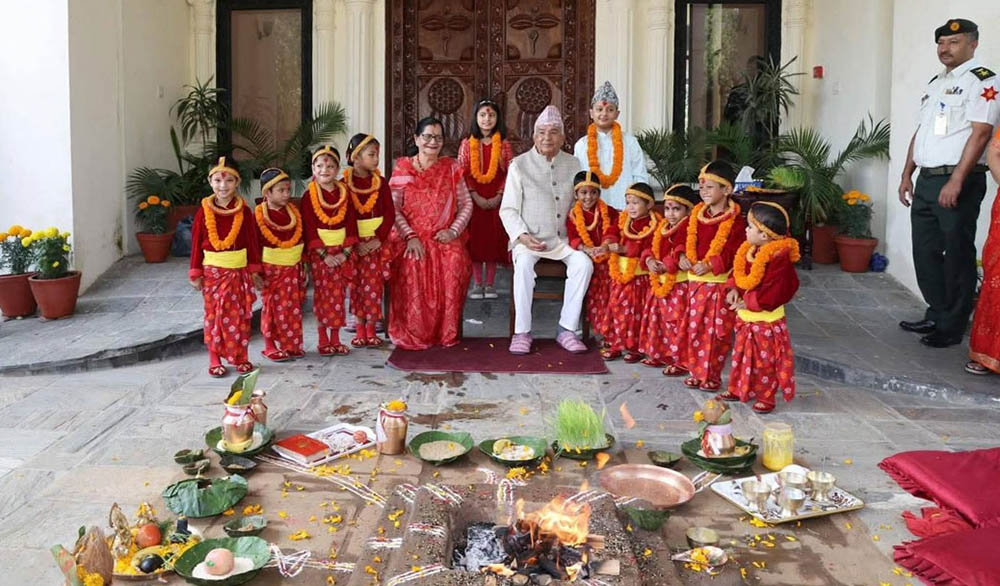 शीतल निवासमा राष्ट्रपति पौडेलबाट नवकन्याको पूजार्चना