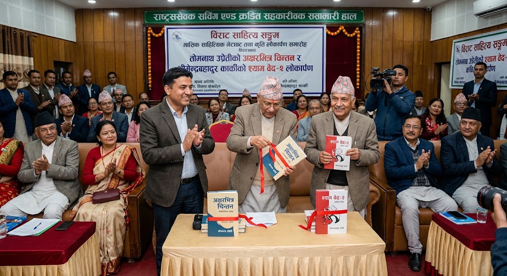 तोमनाथ उप्रेतीको ‘अक्षरभित्र चिन्तन’ र भीमेन्द्रबहादुर कार्कीको ‘श्याम वेद-२’ लोकार्पित