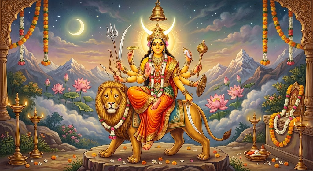 नवरात्रको तेस्रो दिनः चन्द्रघण्टा देवीको विशेष पूजा आराधना गरिँदै