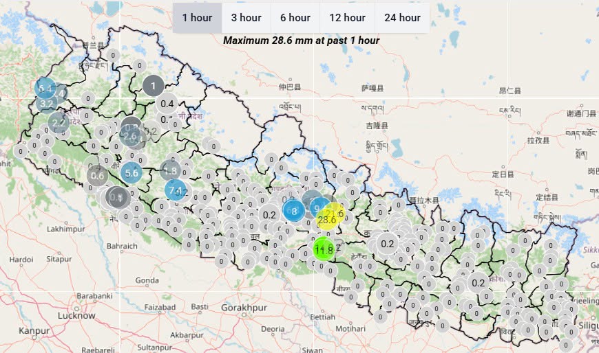 लमजुङमा एक घण्टामा २८.६ मिलिमिटर वर्षा