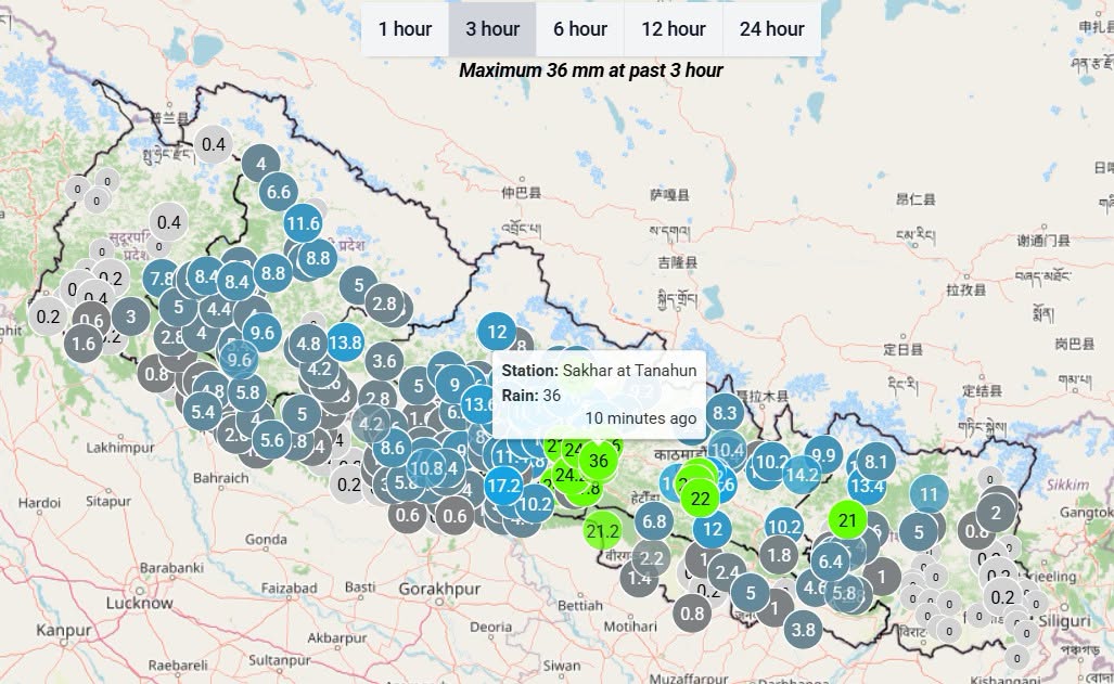 गण्डकीका अधिकांश स्थानमा वर्षा
